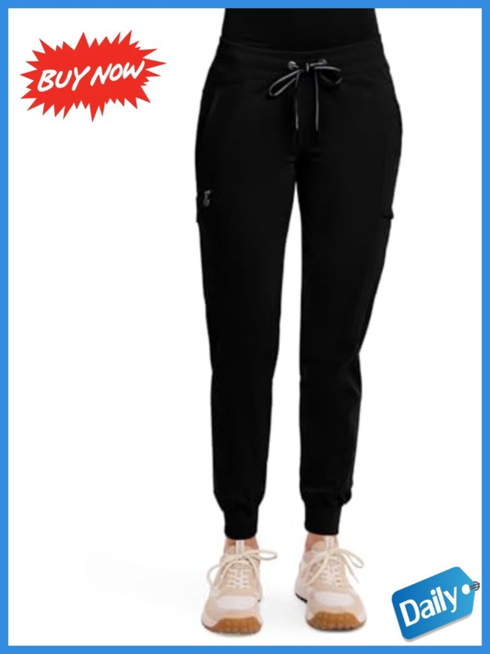 Women's Jogger Scrub Pant 7 Pockets Mid Rise Pull-On Medical Uniform